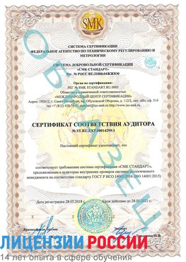 Образец сертификата соответствия аудитора №ST.RU.EXP.00014299-1 Курагино Сертификат ISO 14001
